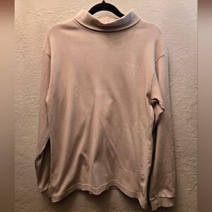 L L Bean Turtleneck Long Sleeve Shirt Mens Small Beige Classic USA Made